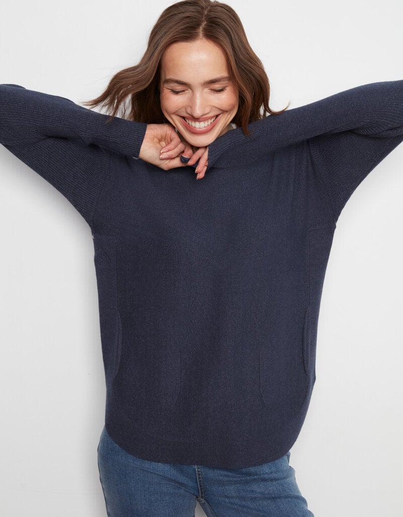 Charlie B Boat Neck Sweater With Pockets And Eyelets Detail
