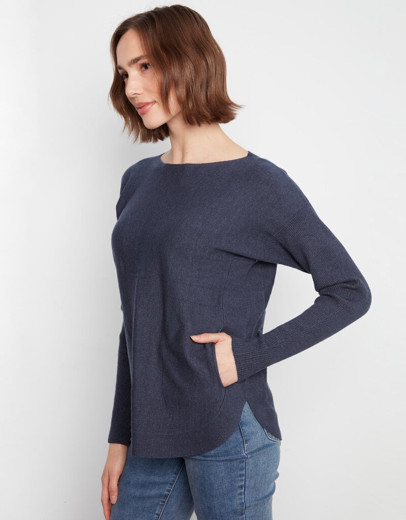 Charlie B Boat Neck Sweater With Pockets And Eyelets Detail