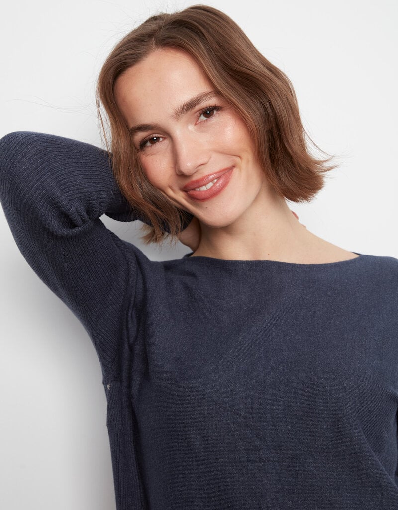 Charlie B Boat Neck Sweater With Pockets And Eyelets Detail