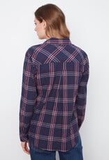 Charlie B Plaid Long Sleeve Shirt With "V" Shaped Placket