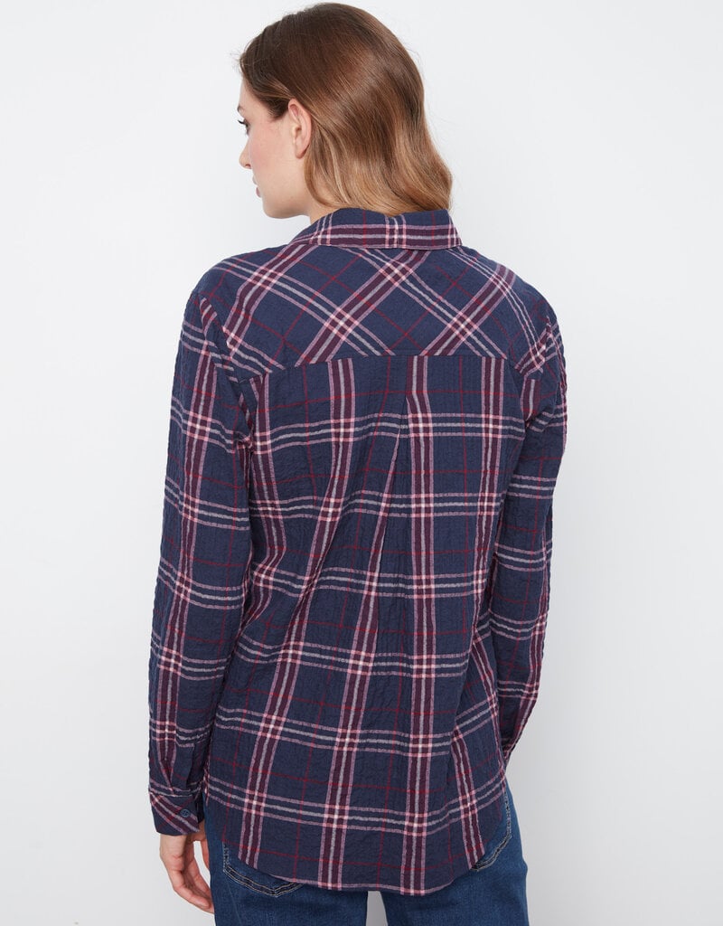 Charlie B Plaid Long Sleeve Shirt With "V" Shaped Placket
