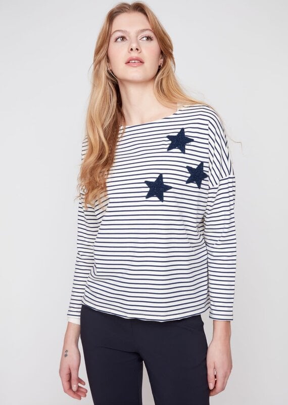 Renuar Yarn Dye Stars & Stripes Knit Top