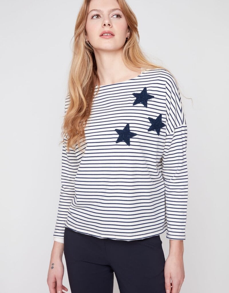 Renuar Yarn Dye Stars & Stripes Knit Top