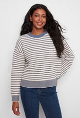 Charlie B Long Sleeve Drop Shoulder Yarn Dye Striped Crew Neck Sweater