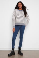 Charlie B Long Sleeve Drop Shoulder Yarn Dye Striped Crew Neck Sweater