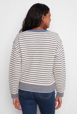 Charlie B Long Sleeve Drop Shoulder Yarn Dye Striped Crew Neck Sweater