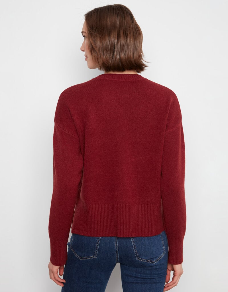 Charlie B Crew Neck Drop Shoulder Cropped Sweater With Pocket