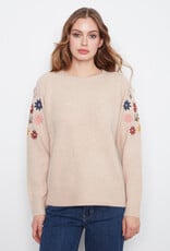 Charlie B Long Sleeve Raglan Sweater With Embroidery At Shoulders