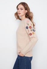 Charlie B Long Sleeve Raglan Sweater With Embroidery At Shoulders