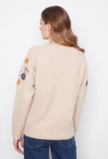 Charlie B Long Sleeve Raglan Sweater With Embroidery At Shoulders