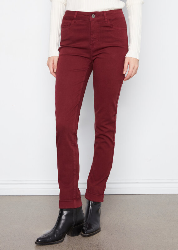 Charlie B Cuffed Hem Slim 5 Pocket Colored Twill Pants