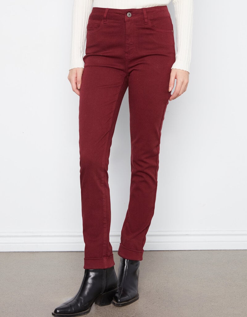 Charlie B Cuffed Hem Slim 5 Pocket Colored Twill Pants