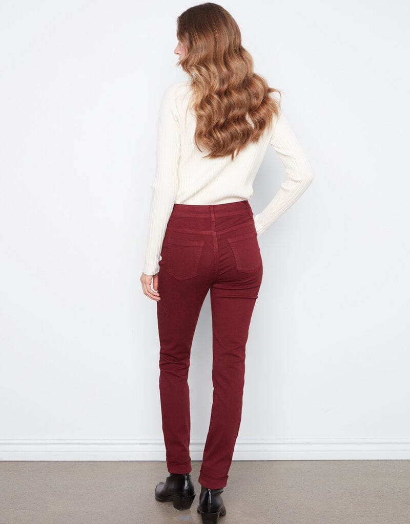 Charlie B Cuffed Hem Slim 5 Pocket Colored Twill Pants
