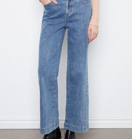 Charlie B Wide Leg Stretch Denim Pants With Side Panel