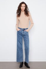 Charlie B Wide Leg Stretch Denim Pants With Side Panel