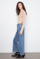 Charlie B Wide Leg Stretch Denim Pants With Side Panel