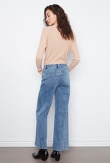 Charlie B Wide Leg Stretch Denim Pants With Side Panel