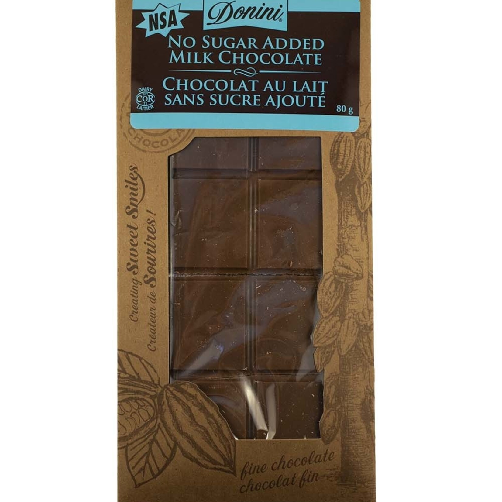 Barre chocolat au lait sans sucre 80g