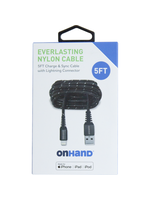 OnHand OnHand Charging Cable 5ft BP USB-A to Lightning Black