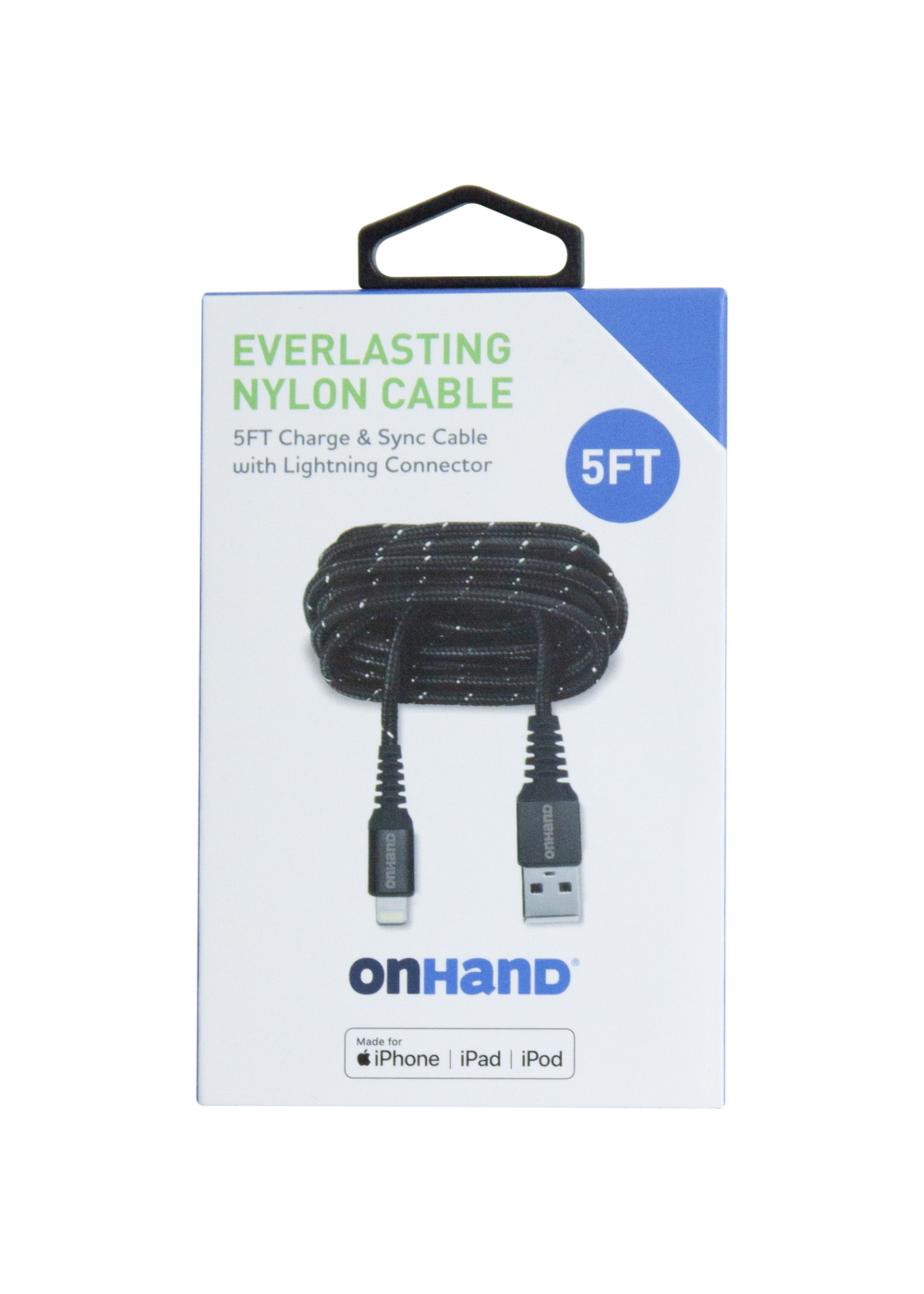 OnHand OnHand Charging Cable 5ft BP USB-A to Lightning Black