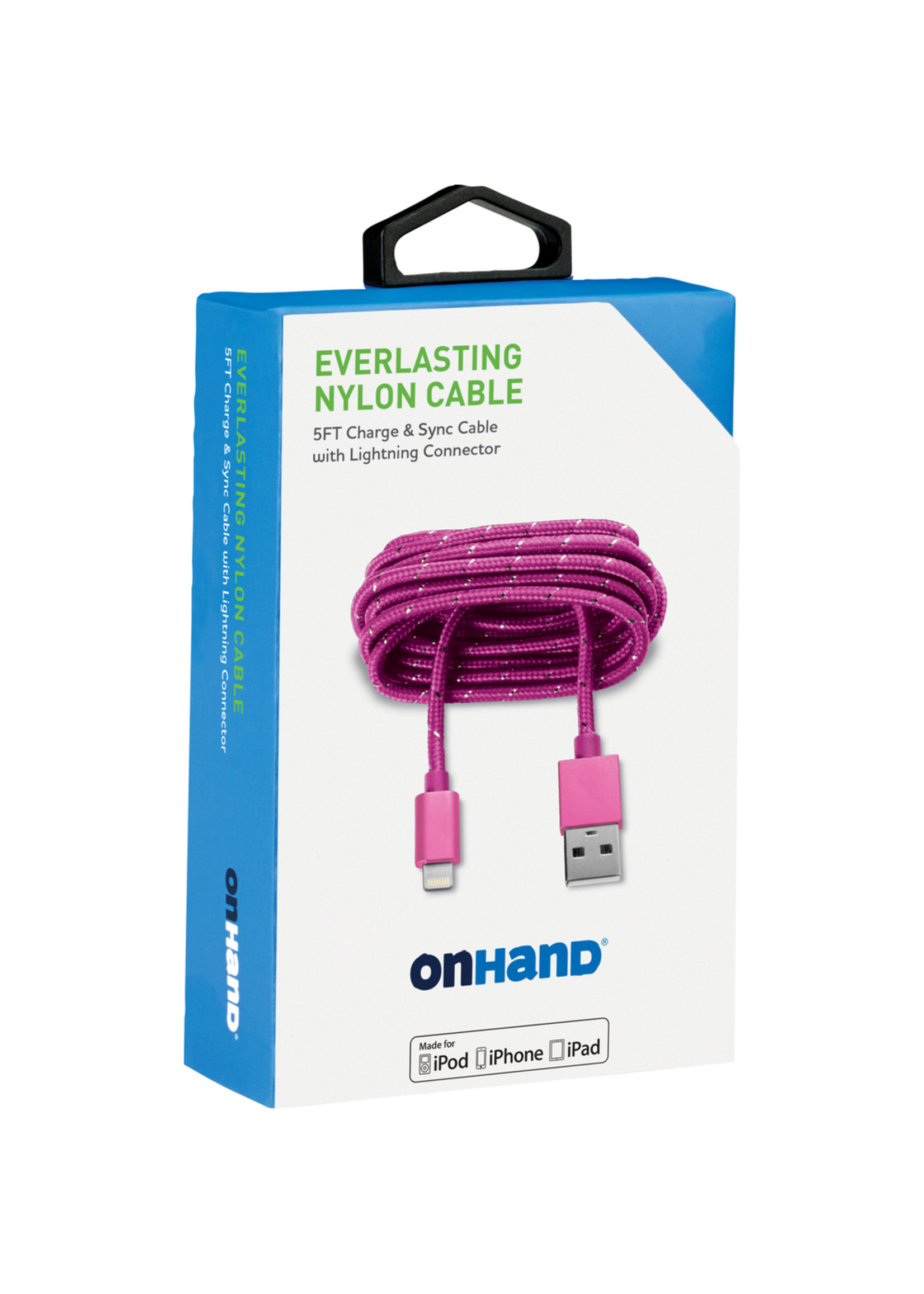 OnHand OnHand Charging Cable 5ft BP USB-A to Lightning Pink