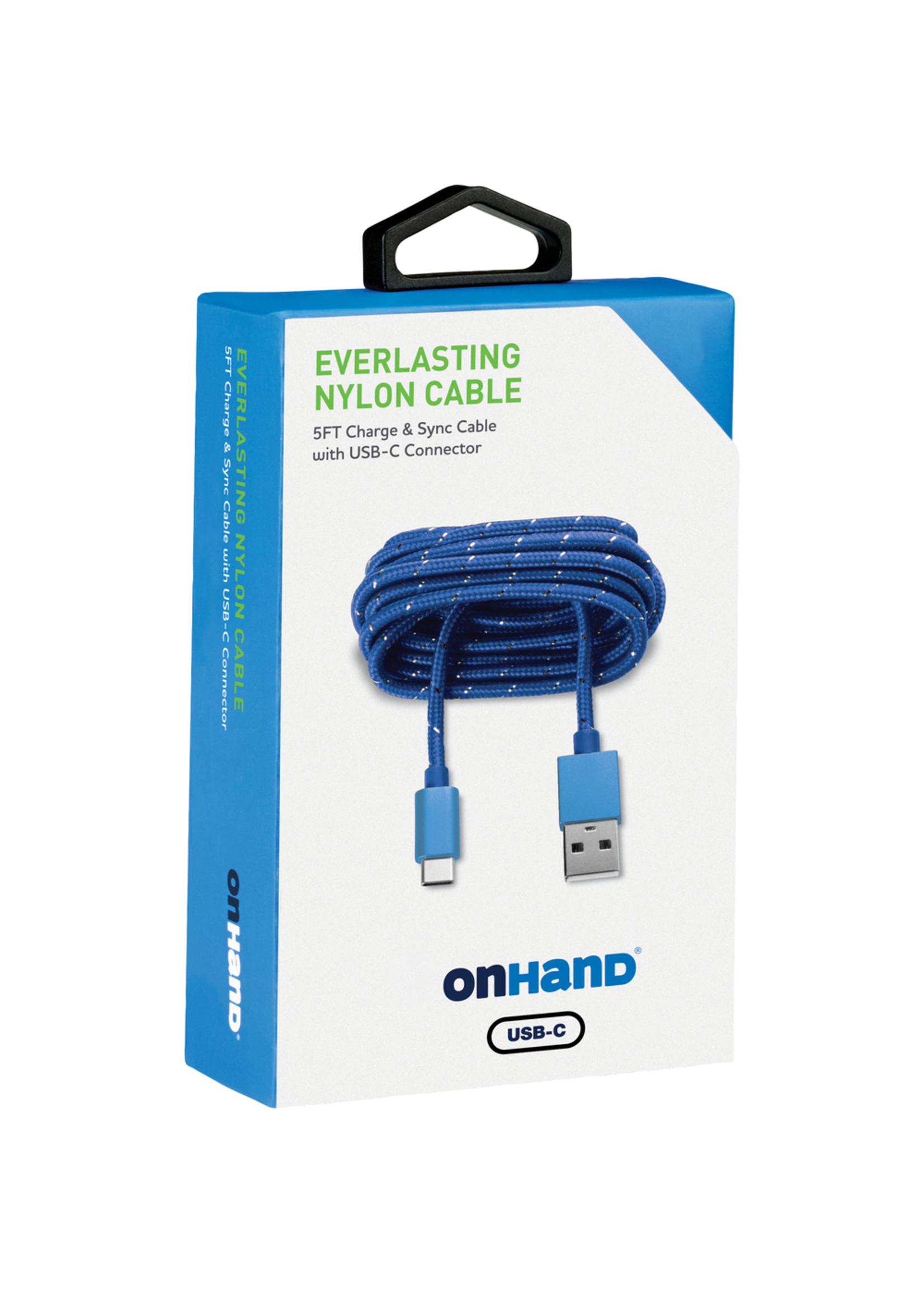 OnHand OnHand Charging Cable 5ft BP USB-A to USB-C Blue