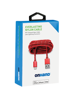 OnHand OnHand Charging Cable 5ft BP USB-A to Lightning Red