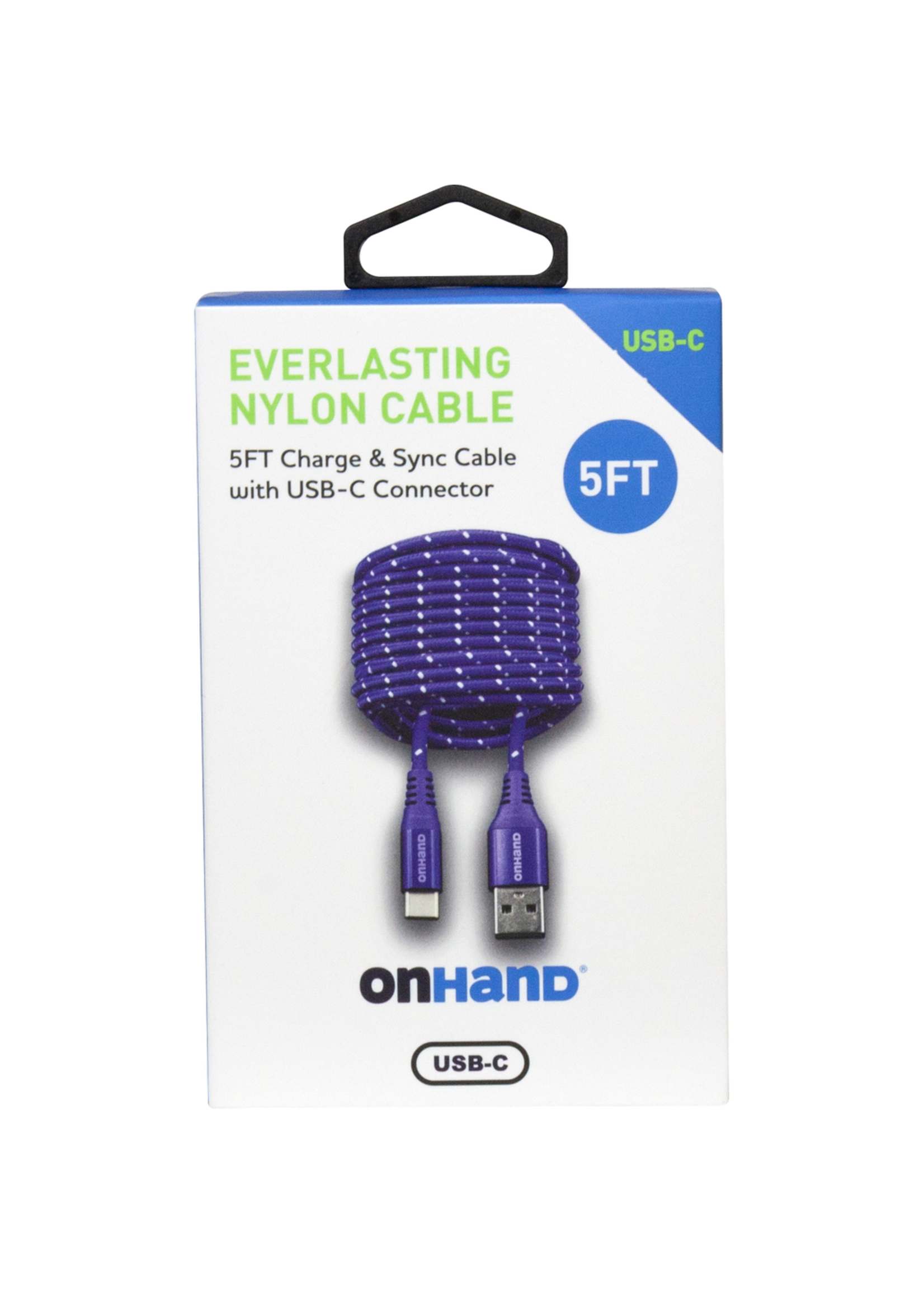 OnHand OnHand Charging Cable 5ft BP USB-A to USB-C Purple