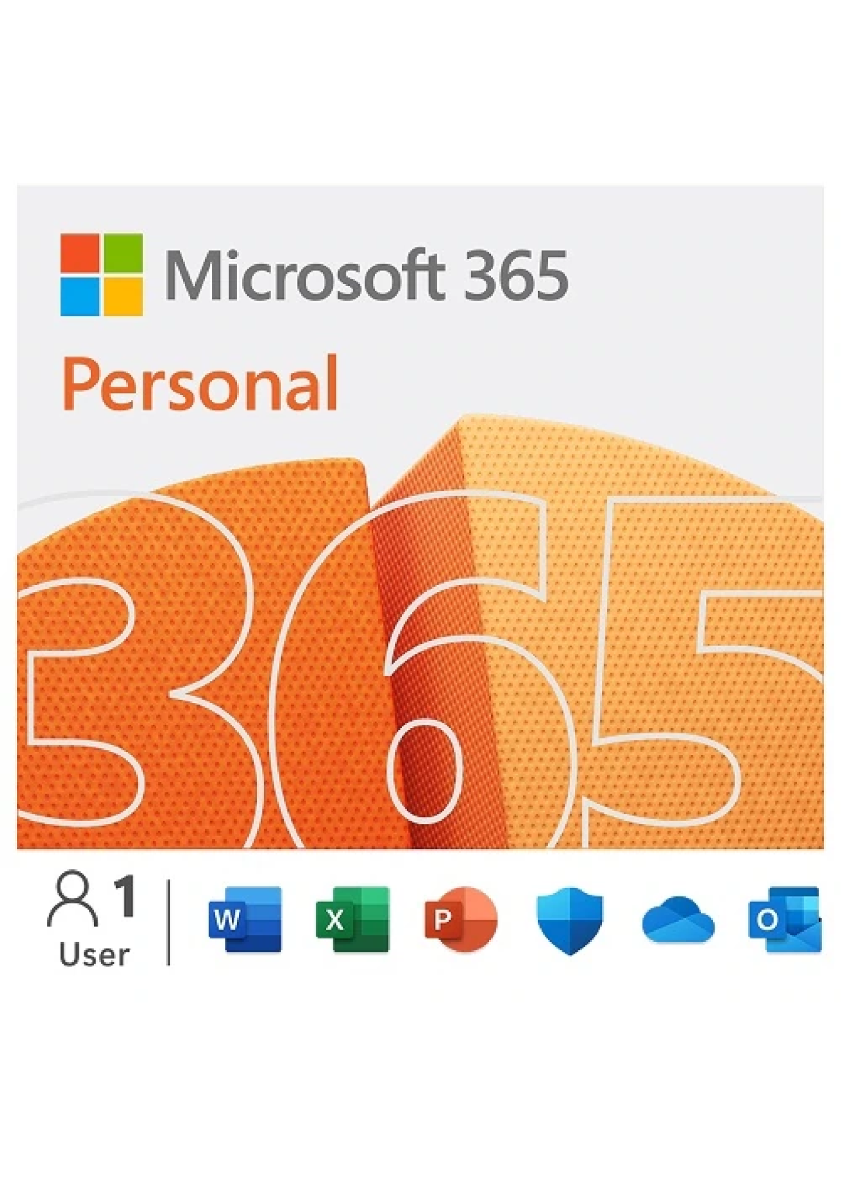 Microsoft Microsoft Office 365 Personal - Subscription - 1 User, 1 PC/Mac - 1 Year - Medialess, Product Key Card
