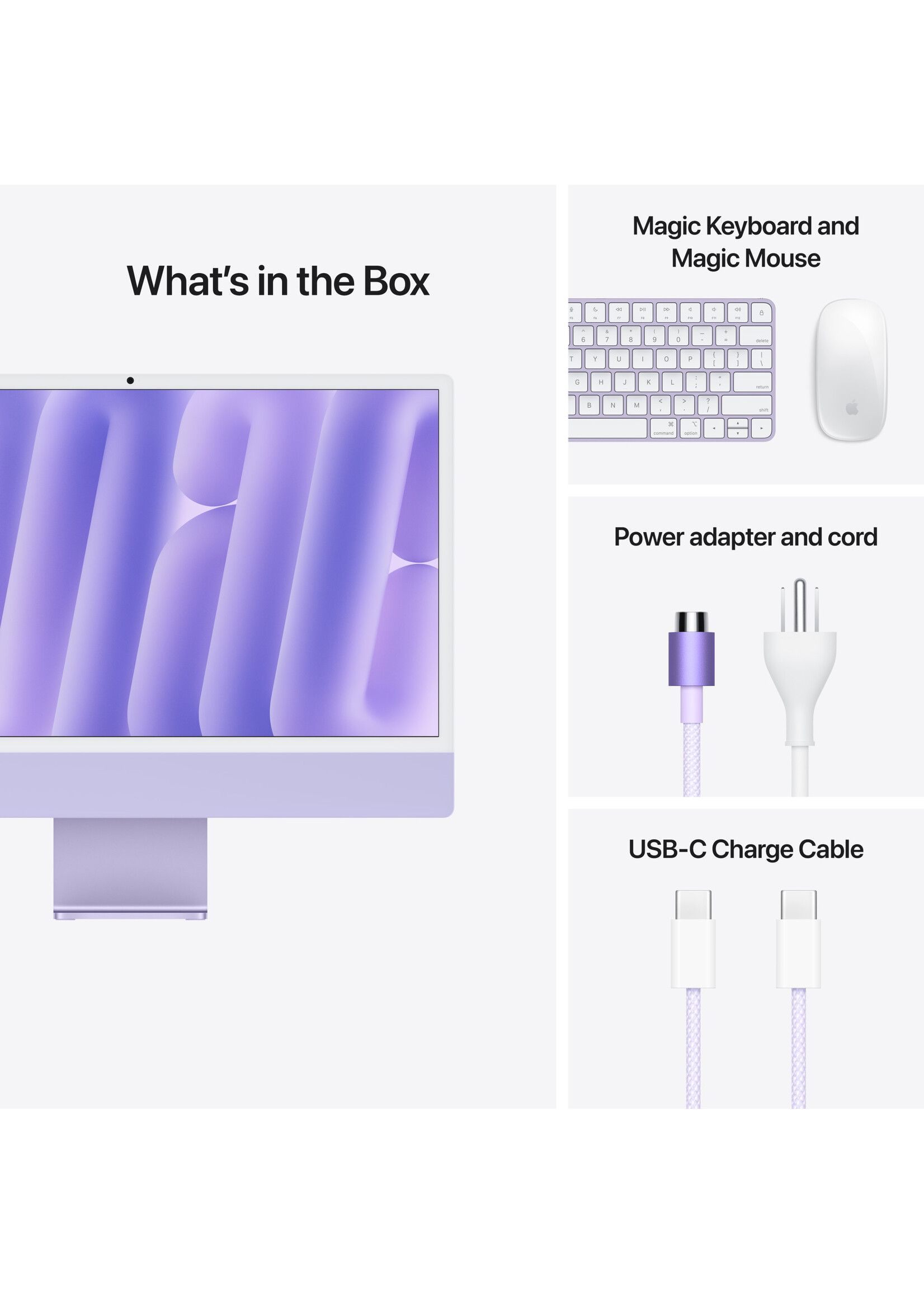 Apple 24-inch iMac: Apple M4 chip 8-core CPU 8-core GPU 16GB/256GB - Purple