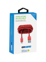 OnHand OnHand Charging Cable 5ft BP USB to Micro Red