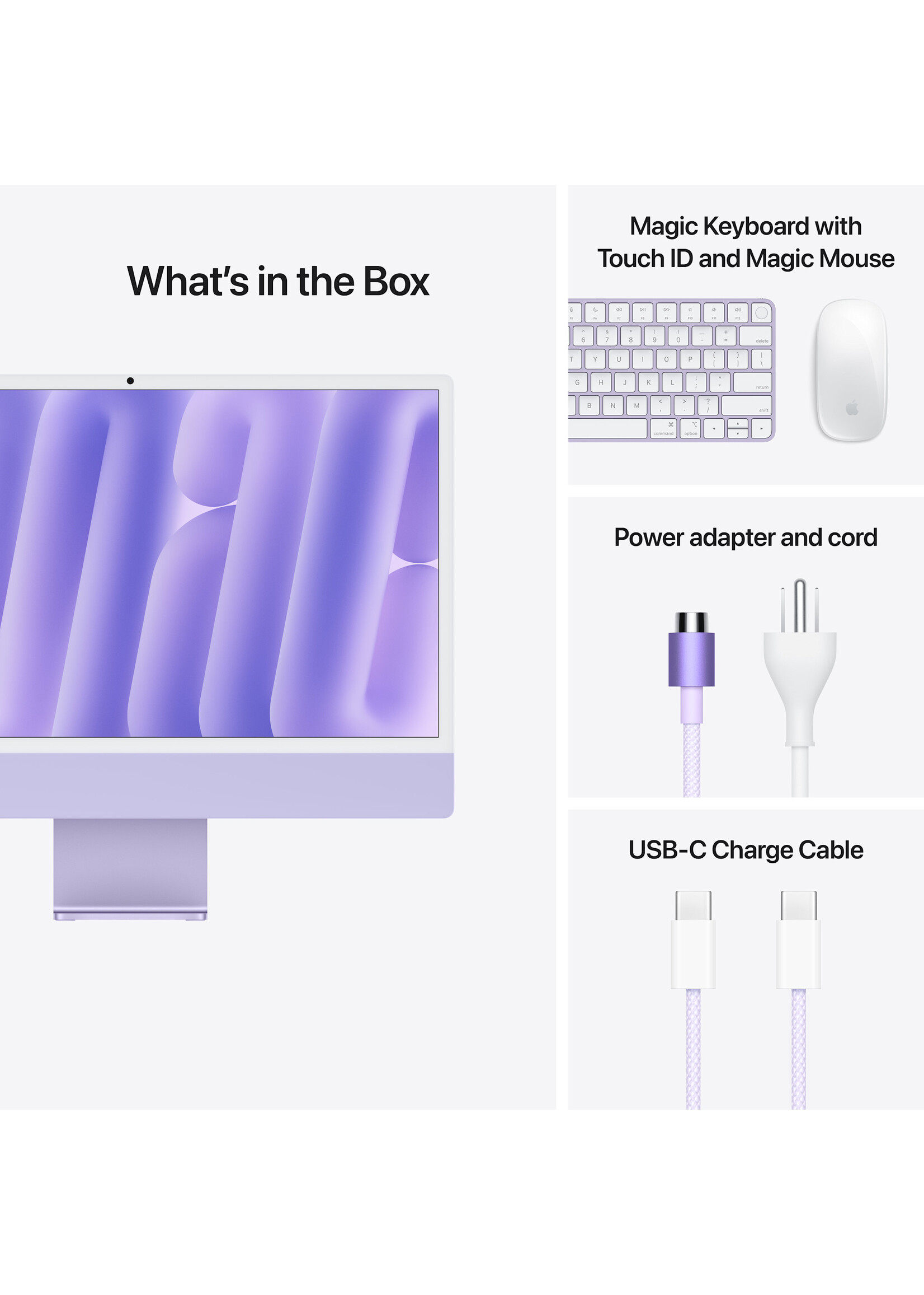 Apple 24-inch iMac: Apple M4 chip 10-core CPU 10-core GPU 32GB/512GB - Purple w/ Magic Trackpad and Numeric Keypad