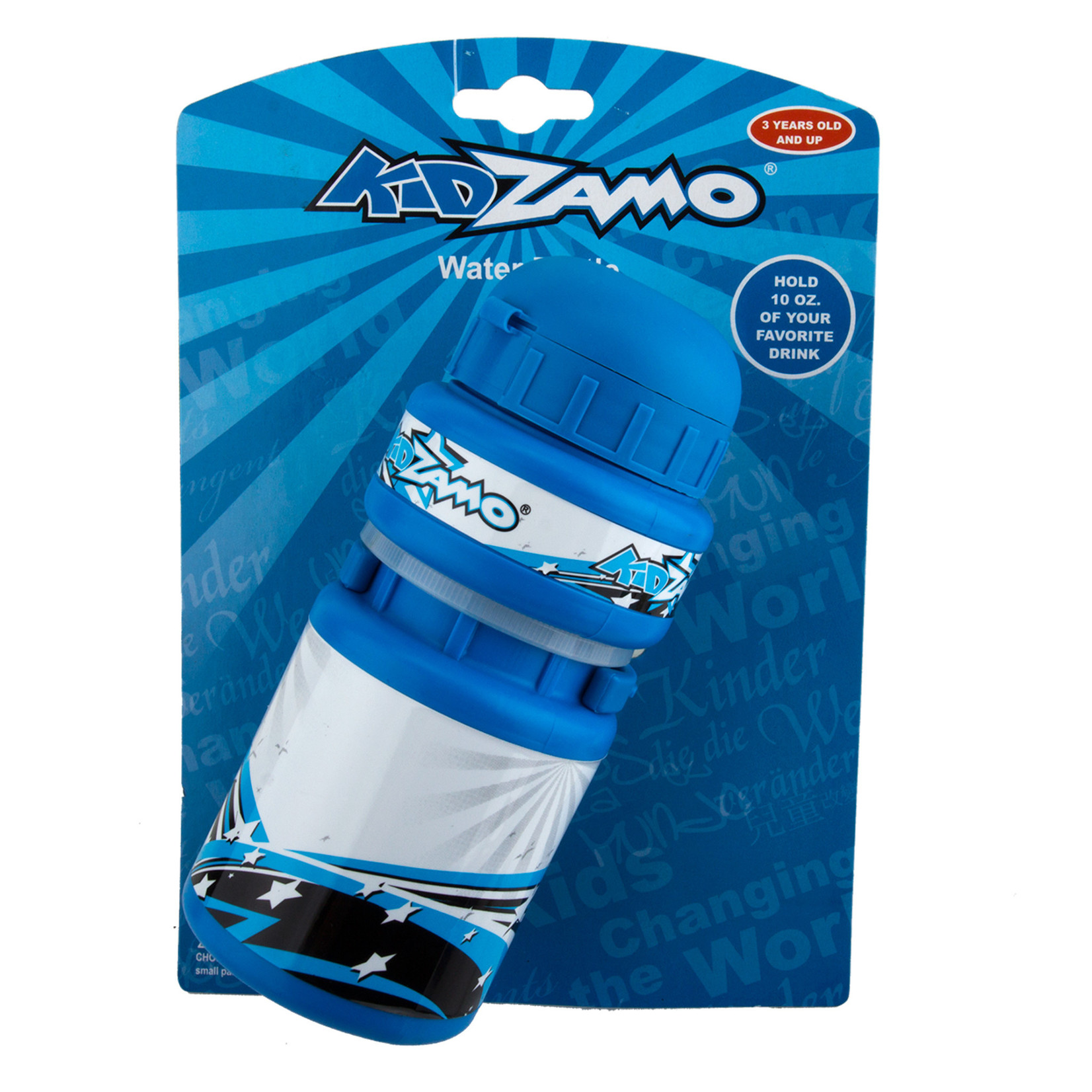 Kidzamo Water Bottle  w/ Cage Star Blu/Wht