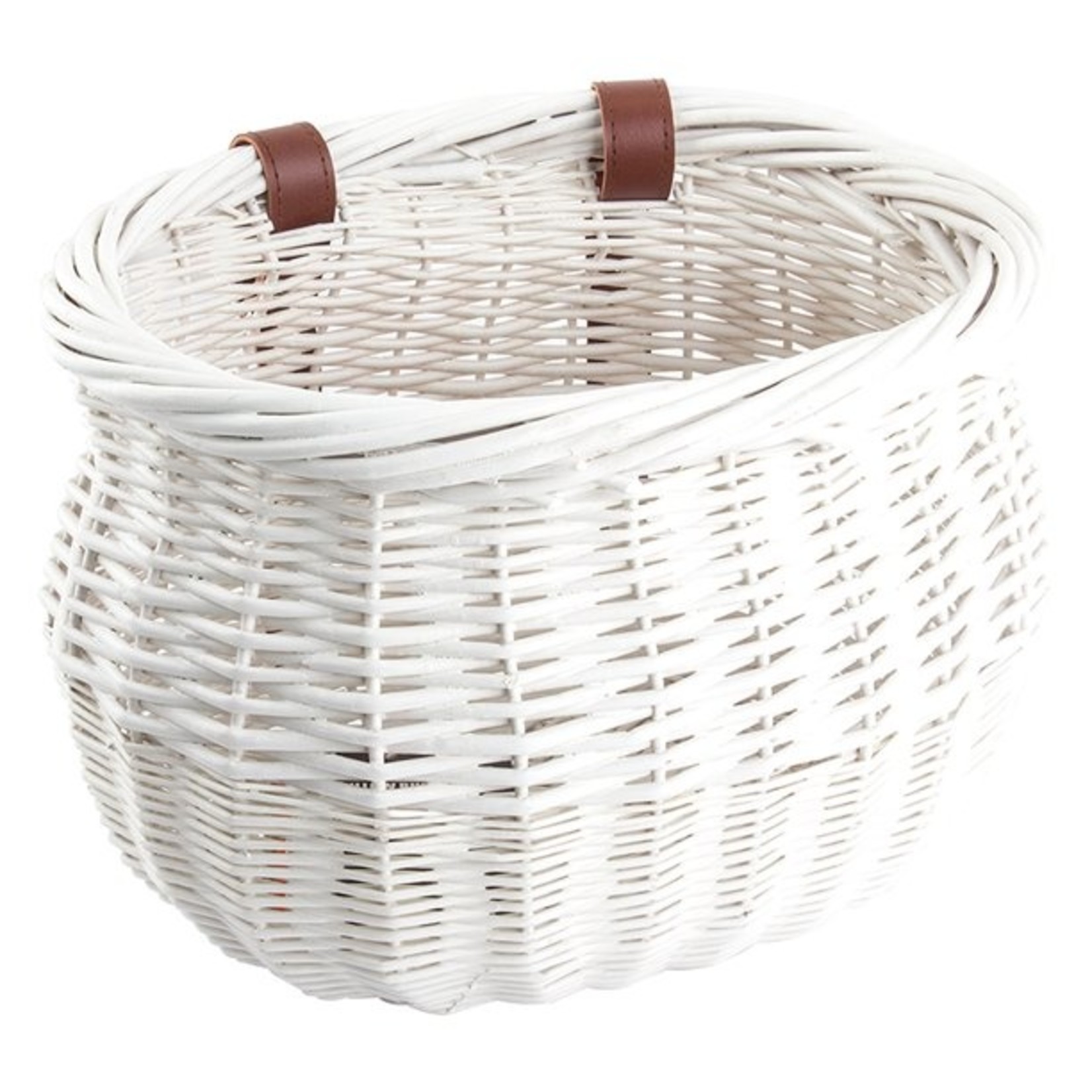 SunLite Willow Bushel Front Basket Strap-on Wht 13x8x9