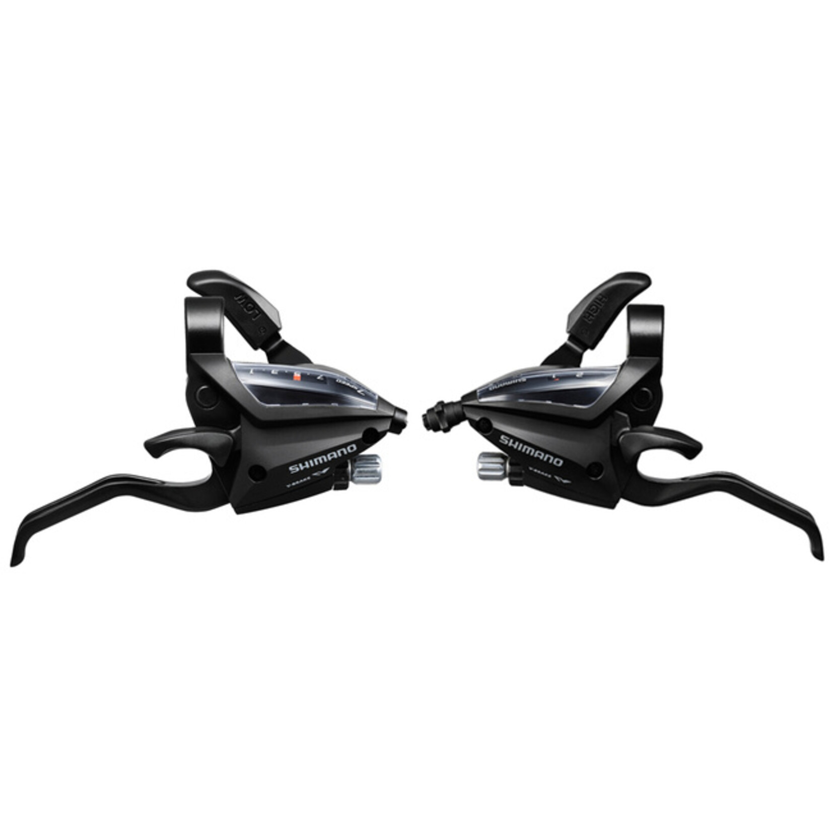 SHIMANO SHIFT/BRAKE LEVER SET, ST-EF500-2A, 2X7SPEED, EZ-FIRE PLUS, 2F-ALLOY, FOR V-BRAKE, STD SL (SP41) & BL CBL (BLACK), BLACK