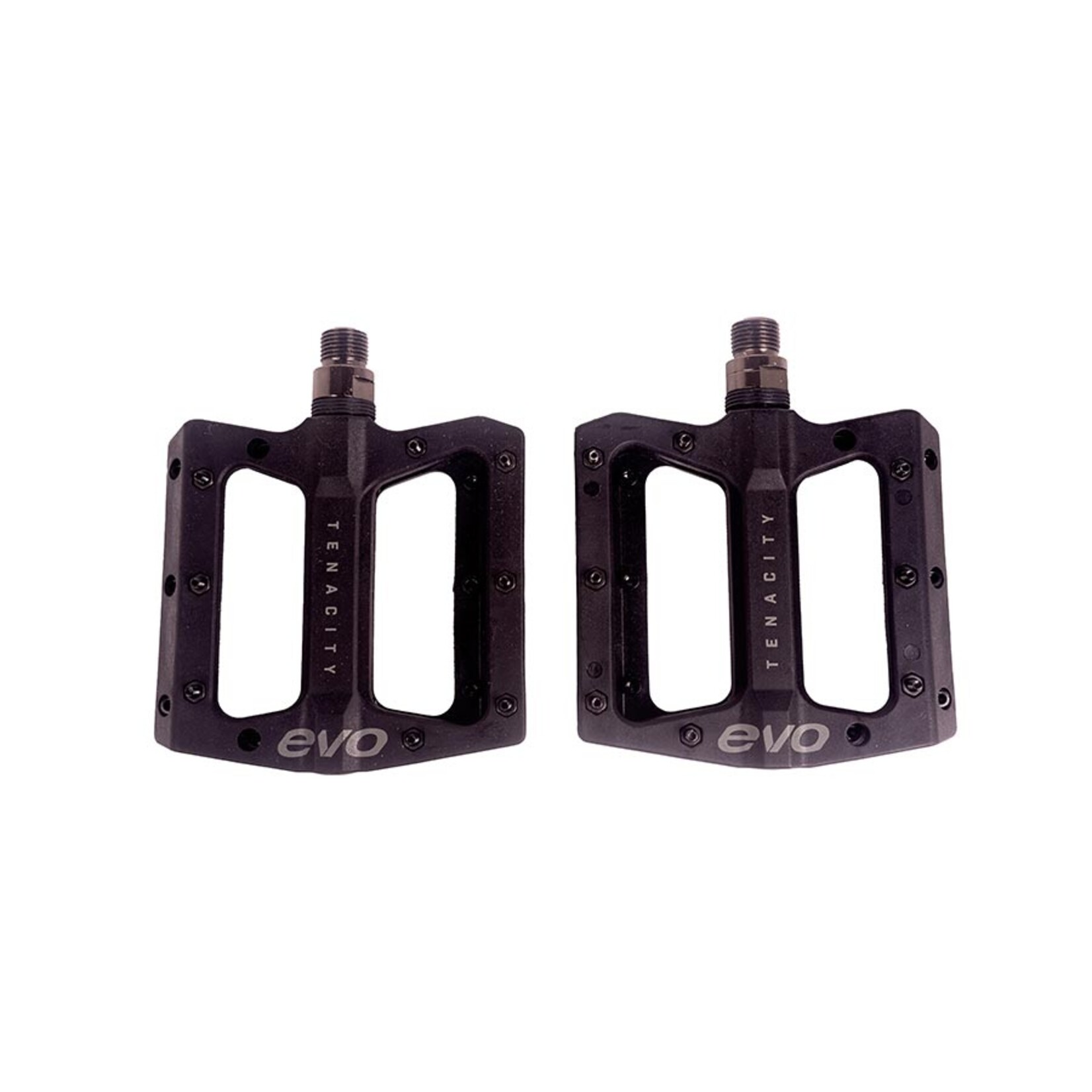 EVO EVO, Tenacity, Platform Pedals, Body: Nylon, Spindle: Cr-Mo, 9/16'', Black, Pair