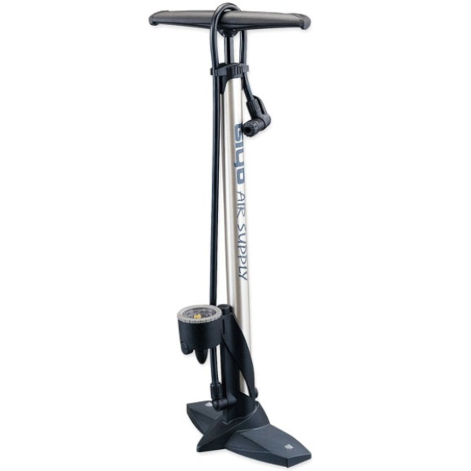 Giyo GY-GF-31P GF-31P floor pump, analog gauge, max. 160PSI, Presta/Schrader head, silver