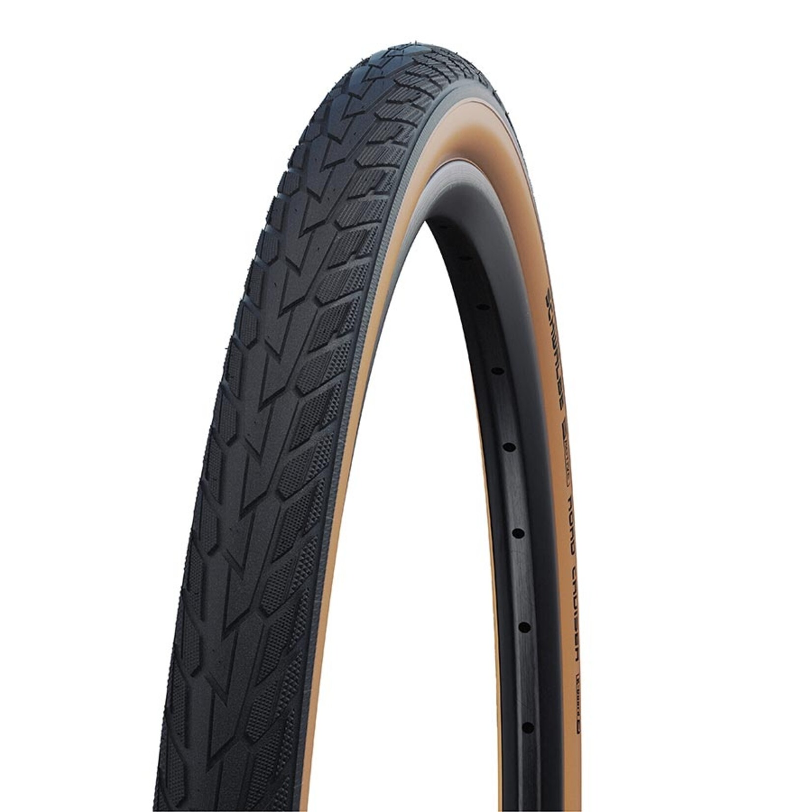 SCHWALBE Schwalbe, Road Cruiser, Mountain Tire, 27''x1-1/4, Wire, GreenCompound, K-Guard, 50TPI, Black