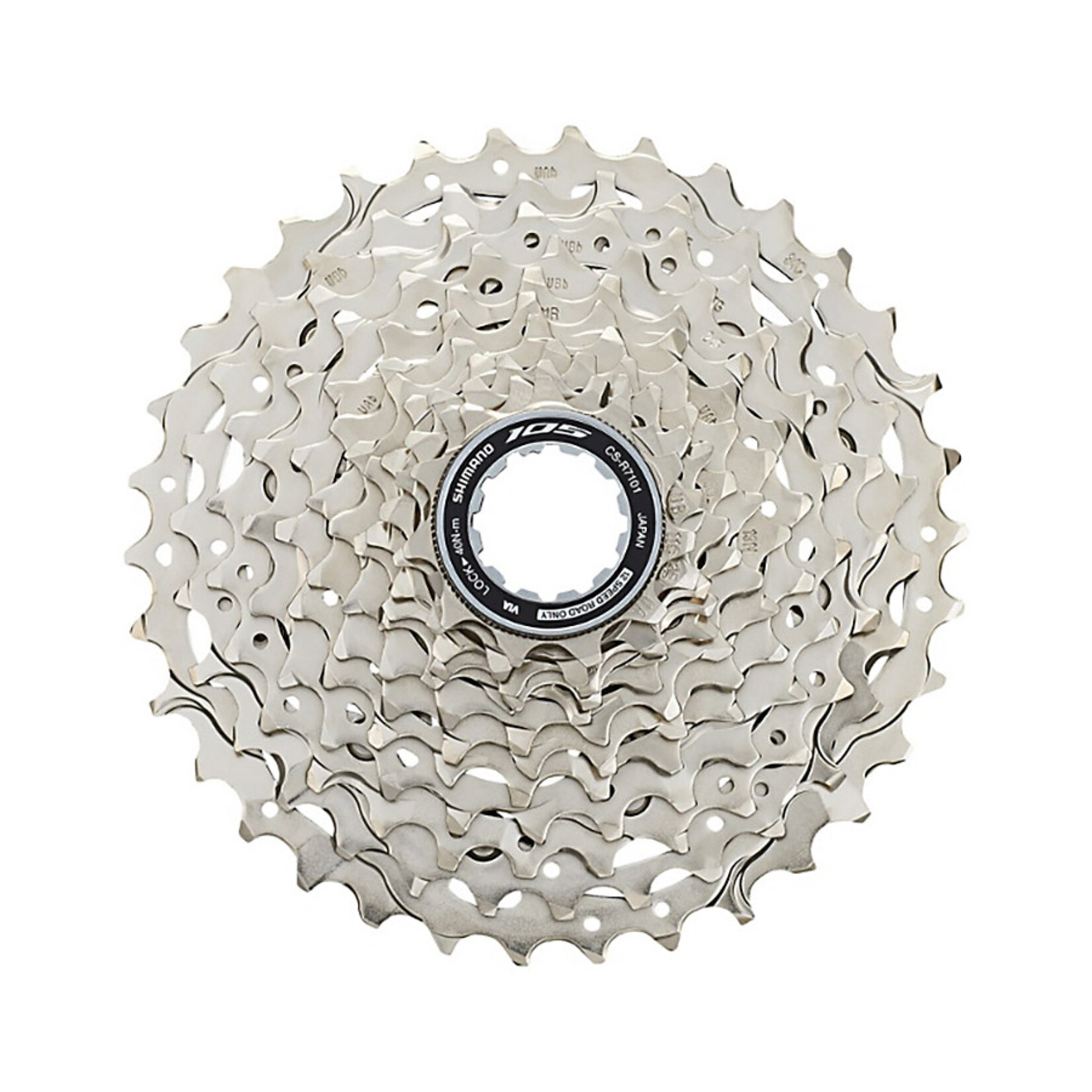 SHIMANO Shimano, 105 CS-R7101, Cassette, Nickel plated, Speed: 12, 11-34T, HG+ 12sp Road ONLY, ICSR710112134