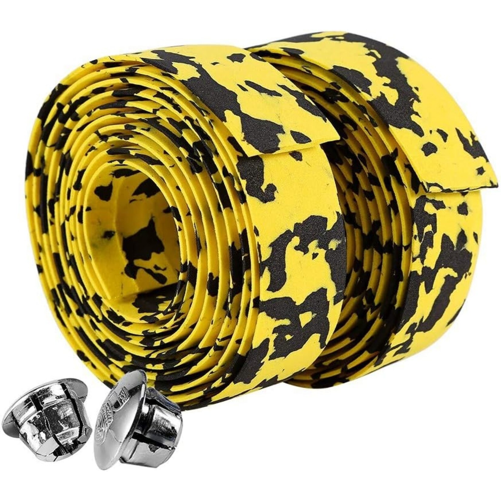 Black and Yellow Bar Tape and Bar End Plugs