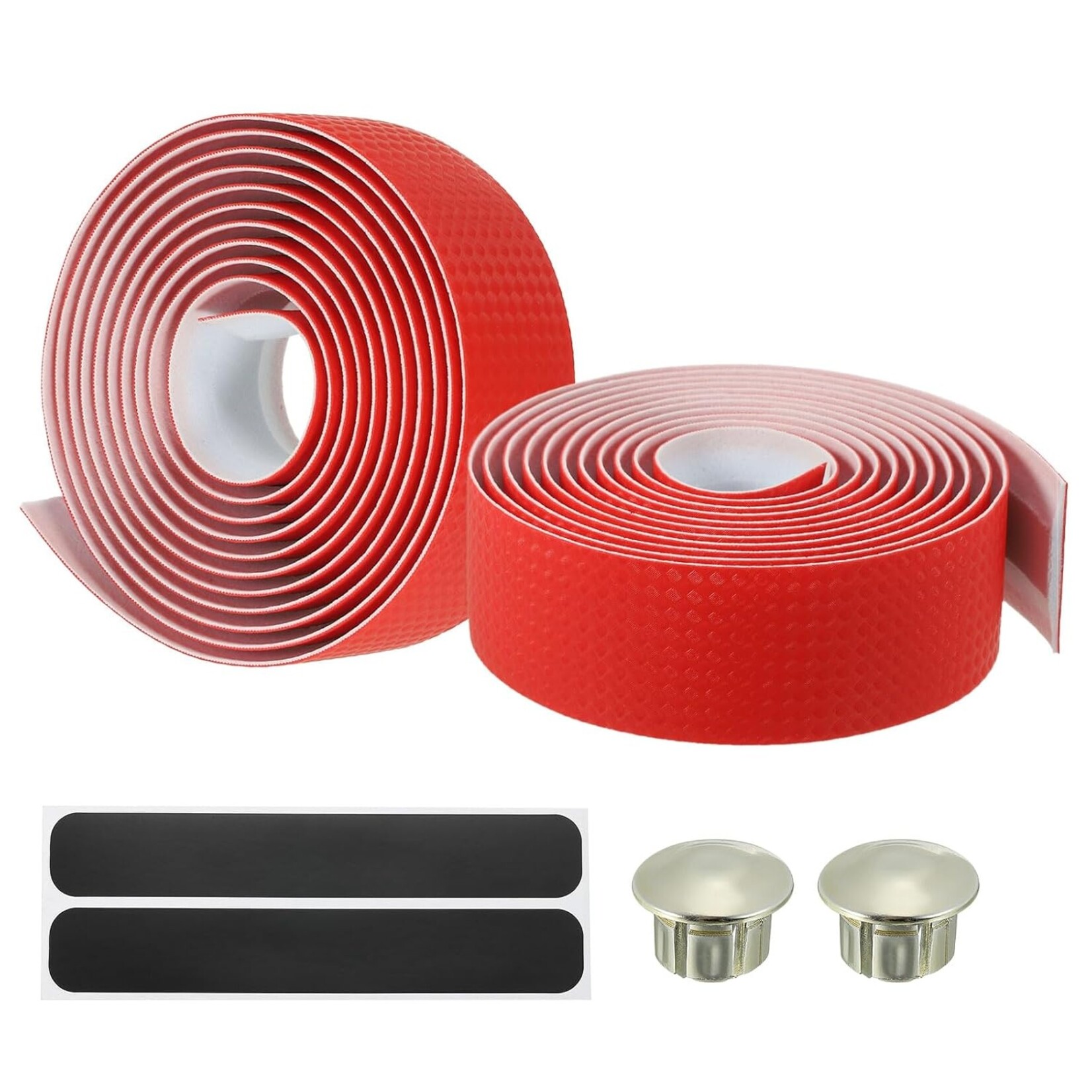 Red Handlebar Tape with Bar End Plugs