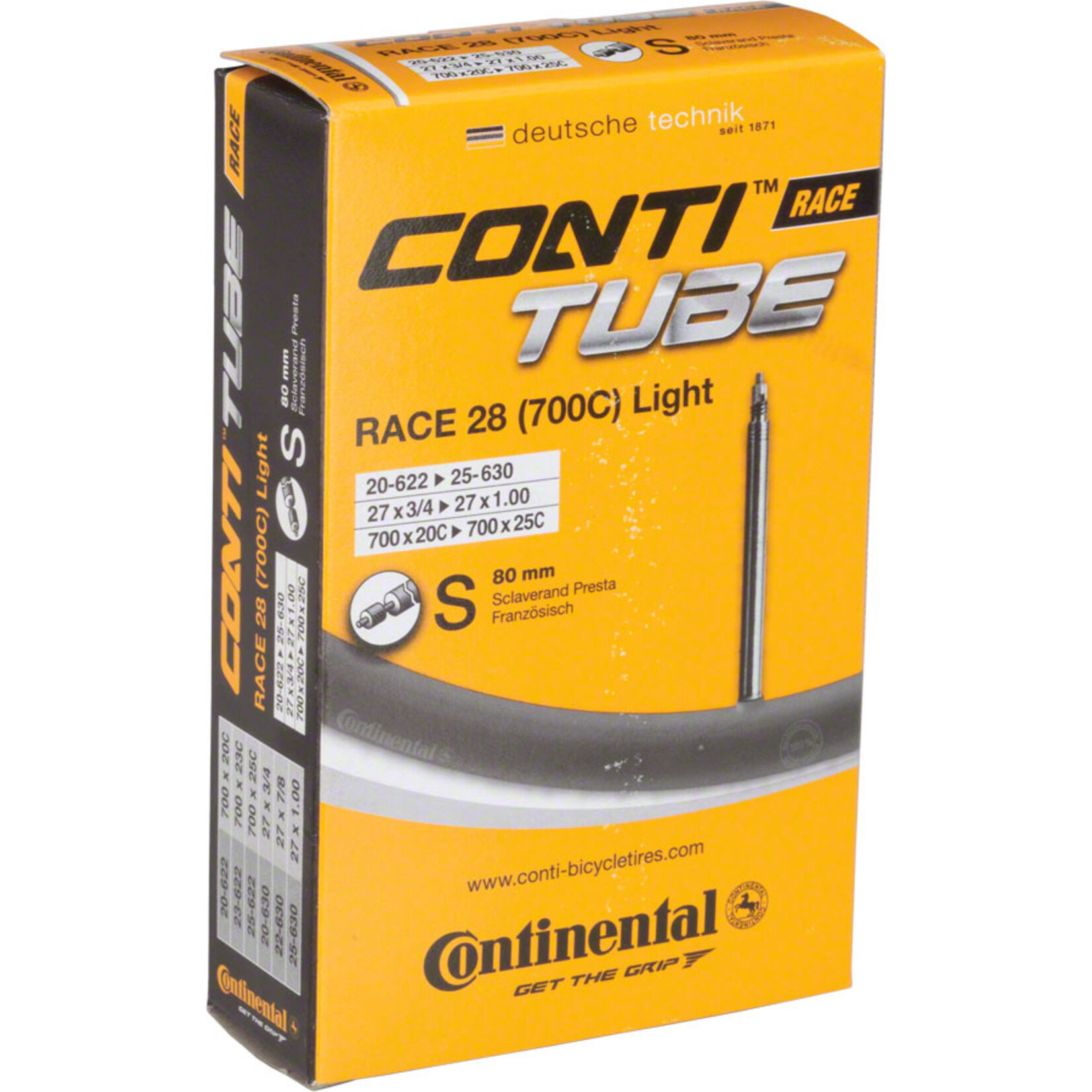 CONTINENTAL Continental Light Tube - 700 x 20 - 25mm, 80mm Presta Valve