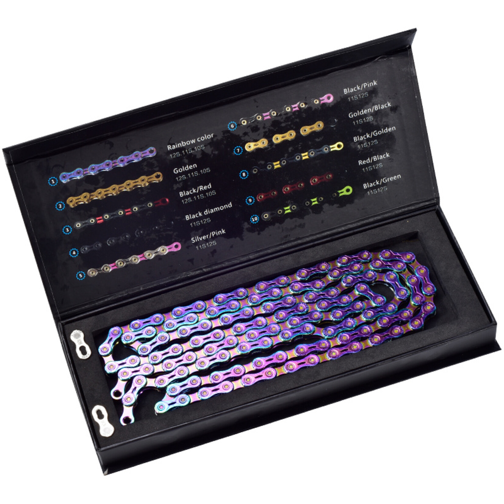 Sumc Bicycle Chain Ultralight Rainbow, 11 Speed, Speed Change Chain for MTB Road Folding Bike Chain