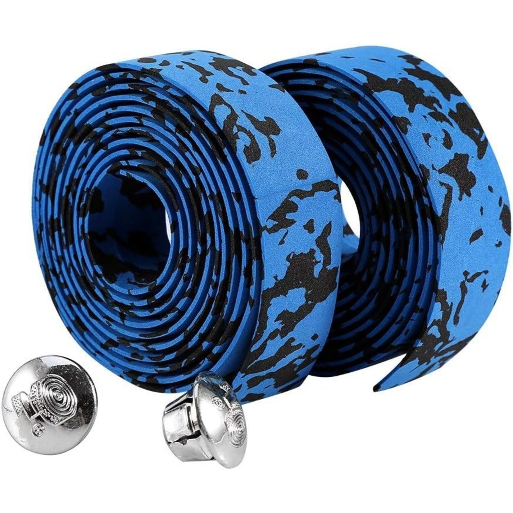 Black and Blue Bar Tape and Bar End Plugs