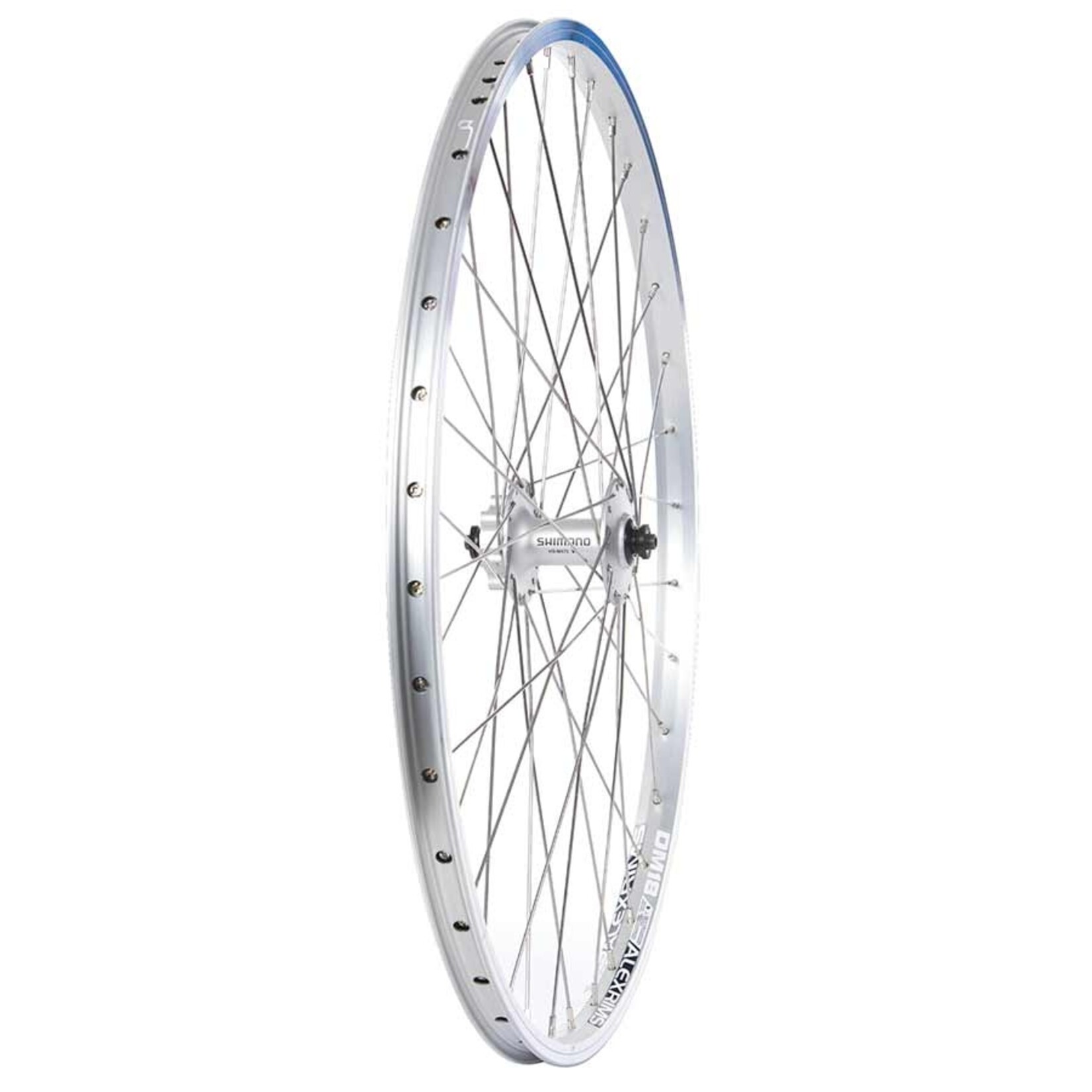 Wheel Shop, Alex DM18 Silver/ Shimano HB-M475, Wheel, Front, 26'' / 559, Holes: 36, QR, 100mm, Rim and Disc IS 6-bolt