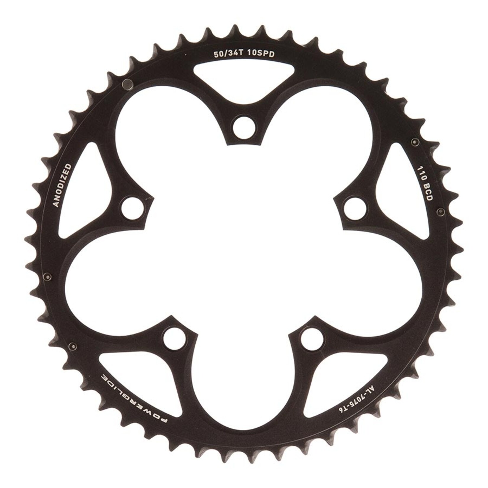 Sram SRAM, 50T, 10 sp, BCD 110mm, 5-Bolt, Outer Chainring, For 34/50, Aluminum, Black, 11.6215.197.060