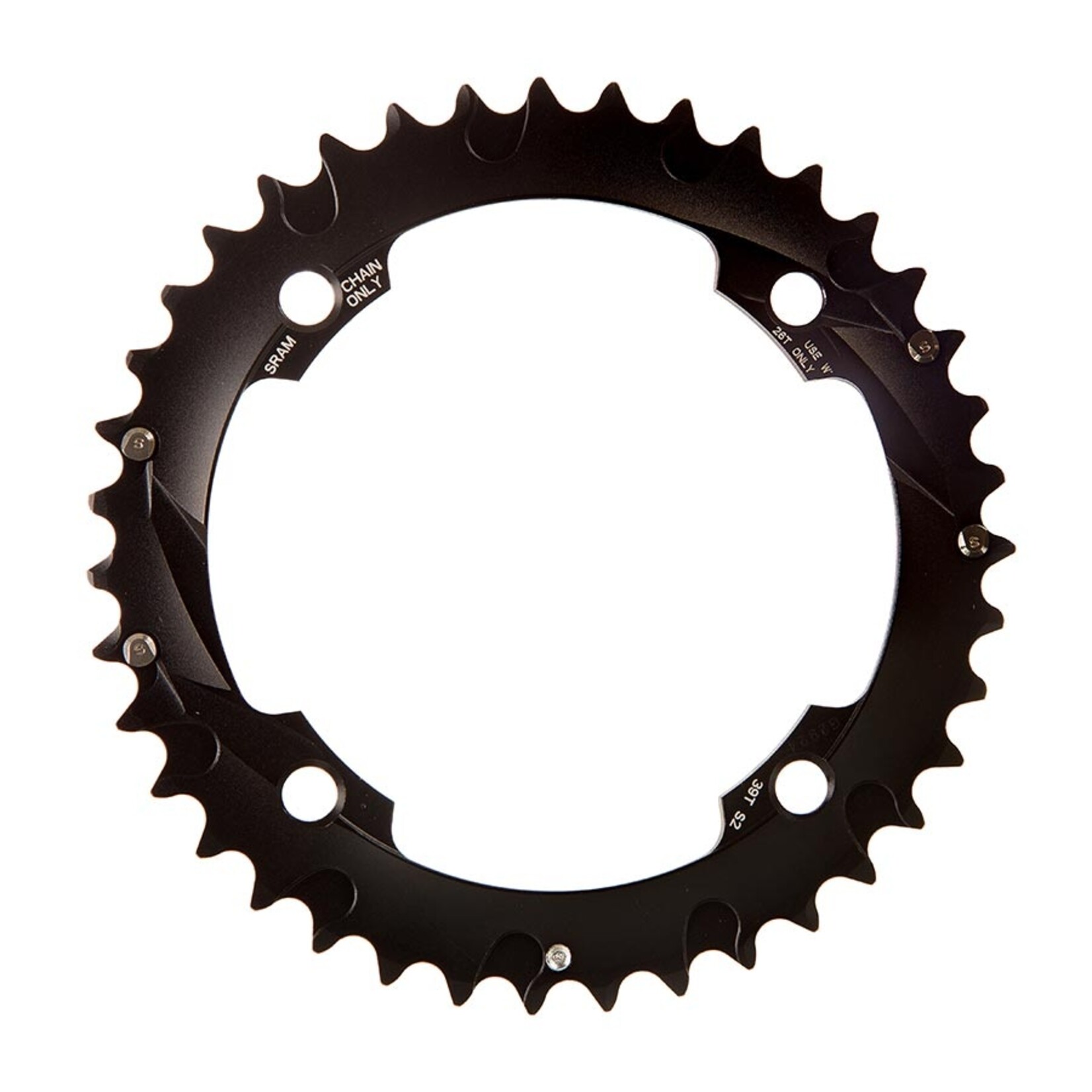Sram SRAM, 39T, 10 sp, BCD 120mm, 4-Bolt, All 26/39, Outer Chainring, For S-pin BB30 2x10, Aluminum, Black, 11.6215.188.270