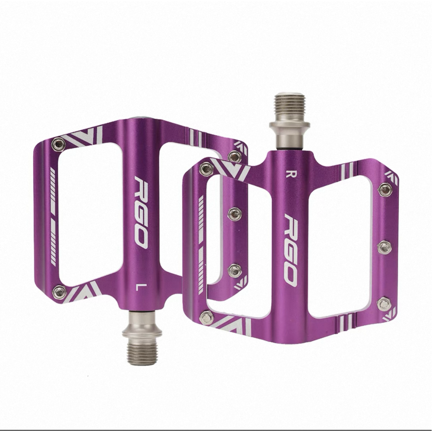 RGO RGO MTB Bicycle Pedals 3 Bearings Aluminum Ultralight Flat Pedals 9/16 Purple