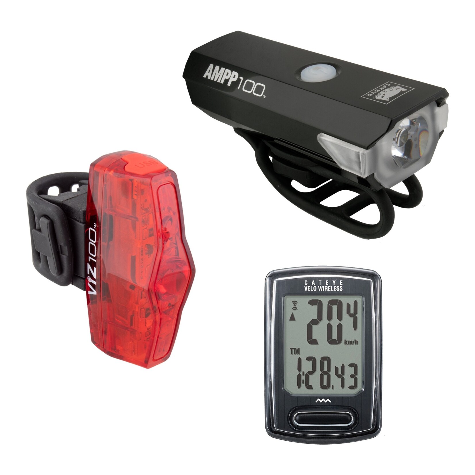 Cateye GIFT PACK CATEYE CC-VT230W/HL-EL041RC/TL-LD800 VELO-WIRELESS/AMPP100/VIZ100