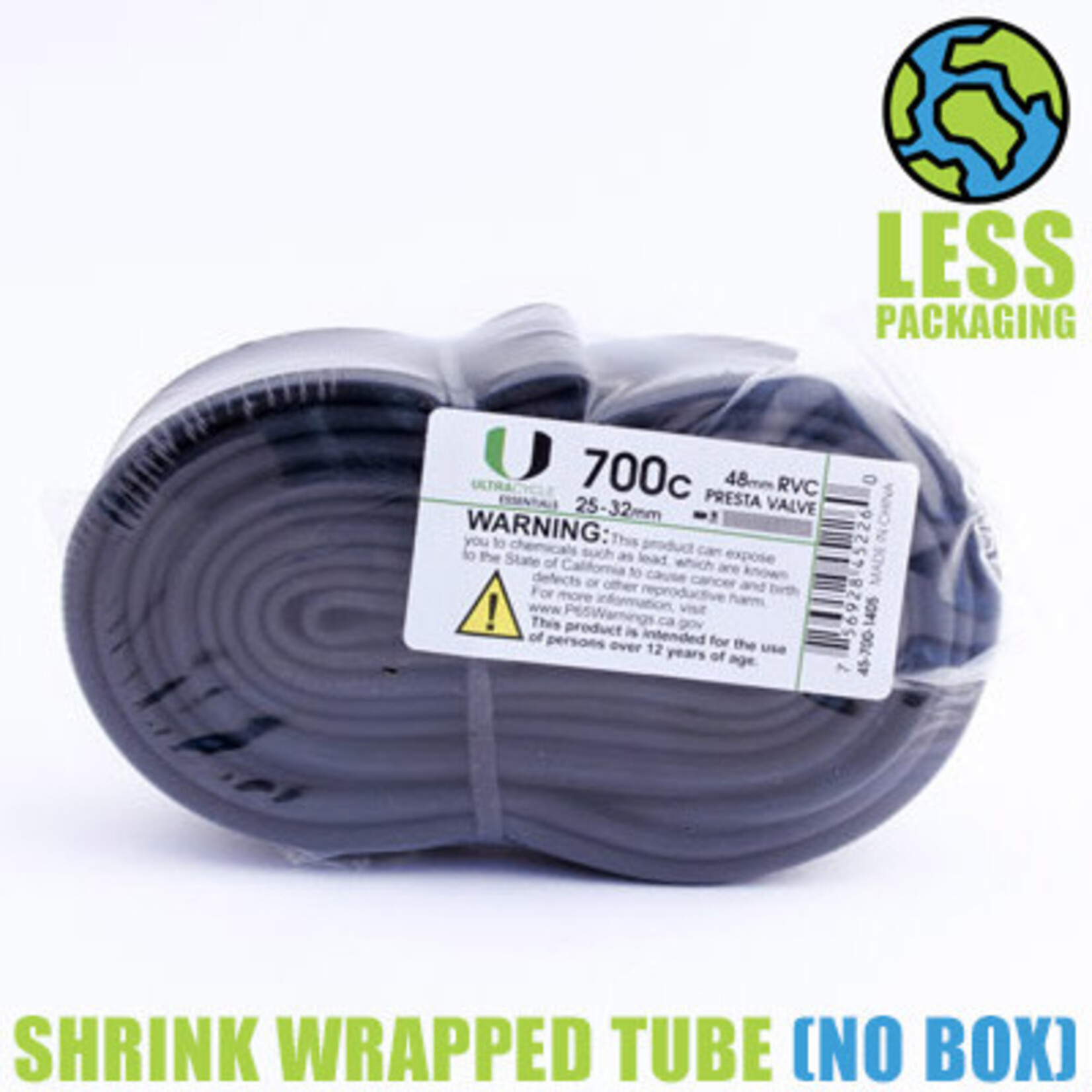 ULTRACYCLE ESSENTIALS ULTRACYCLE ESSENTIALS,PRESTA VALVE TUBES,UC 700X25-32 TUBE,48MM,PV,RVC,SHRINK WRAP,50/case